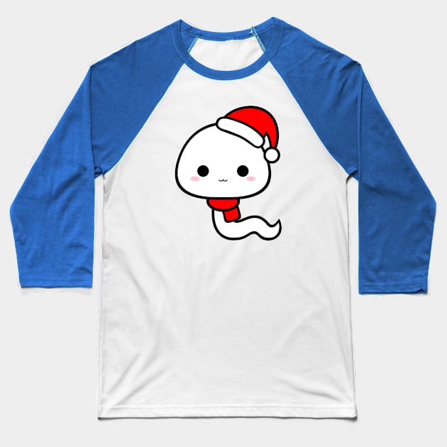 Cute Kawaii Sperm Wear Santa Hat Baseball T-Shirt by alien3287